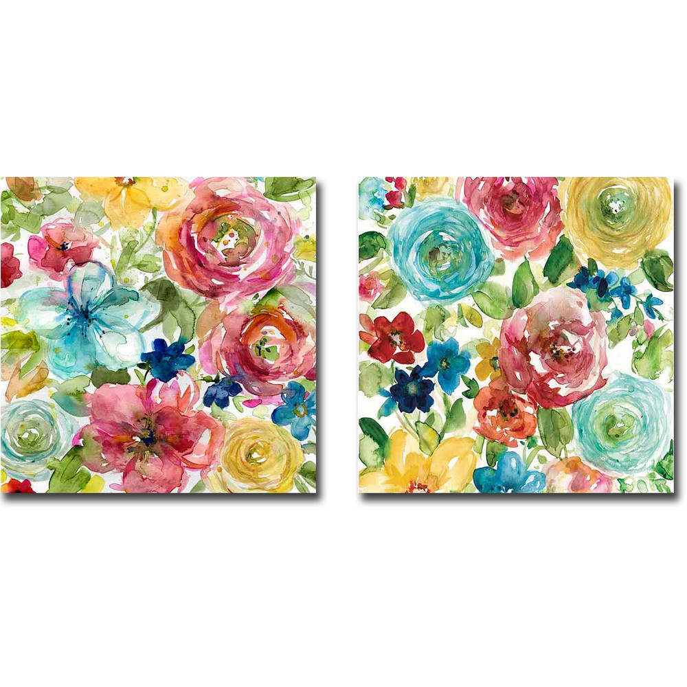Bouquet 1 & 2 by Elle Franklin 2-pc Canvas Giclee Art Set, (18 in x 18 in Each)