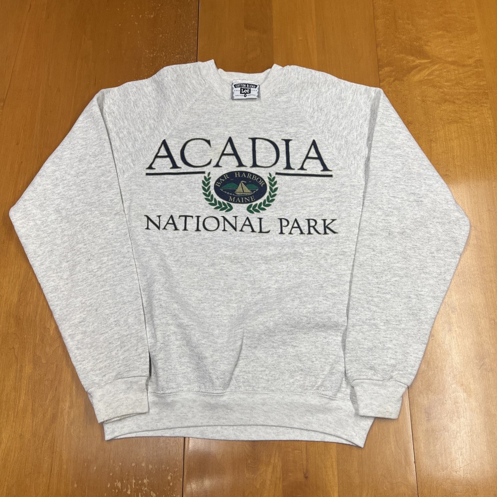 Vintage 90s Acadia National Park Maine Crewneck Sweatshirt S Nature USA-image