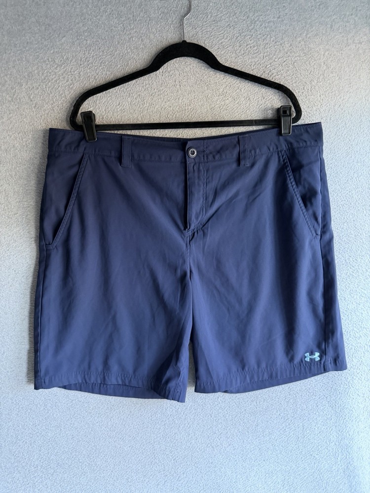 Under Armour Shorts Mens 40 Navy Blue Golf Loose Fit Heatgear Chino