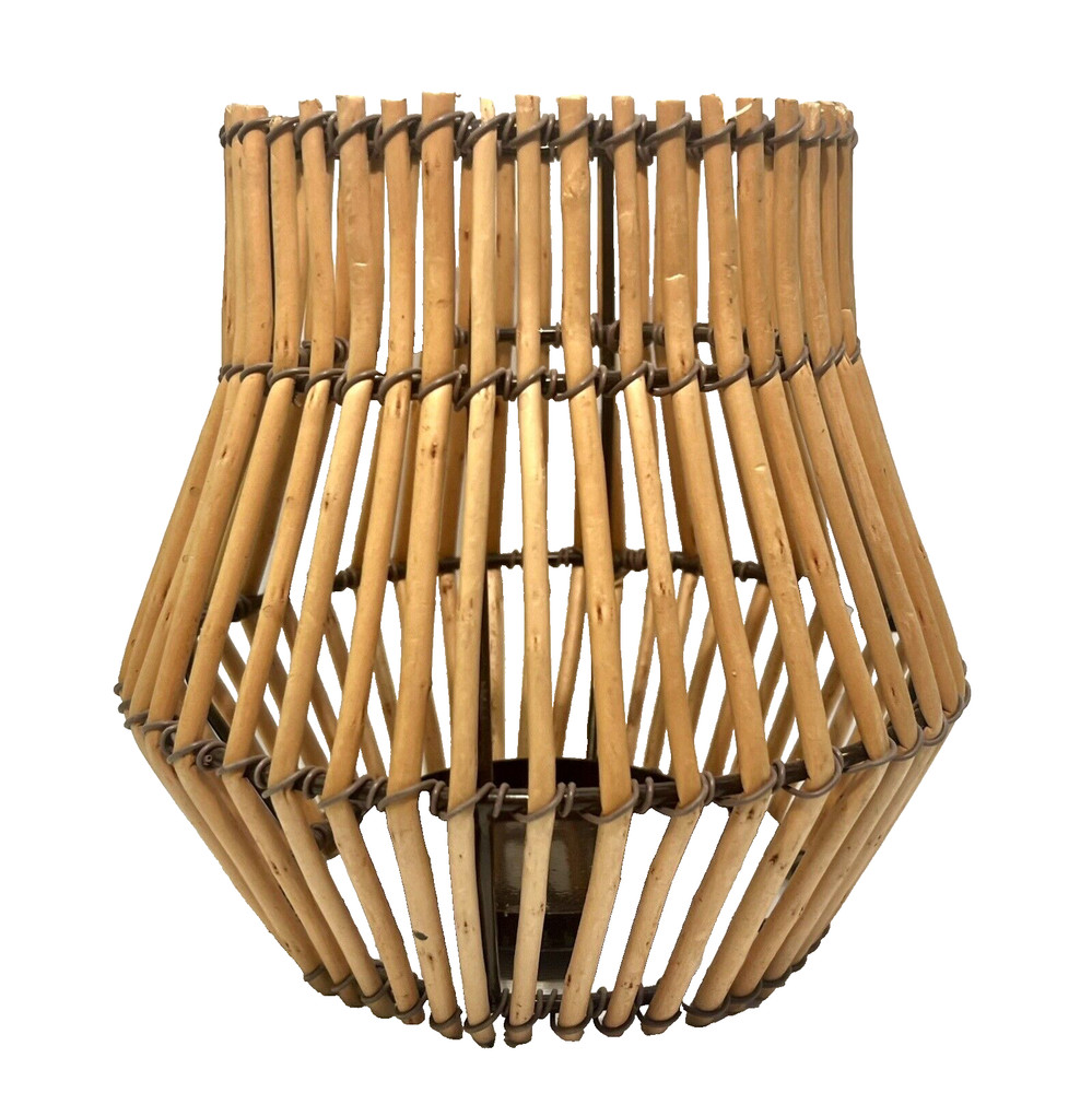 Mud Pie Rattan Votive Lantern Candleholder Candle Rustic Home Decor Metal Wood