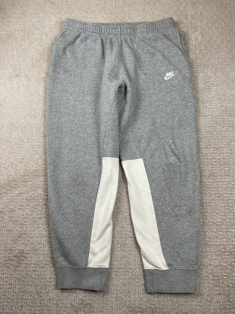 Nike Sportswear Sweatpants Men XL Gray White Fleece Tracksuit Bottom Only BV3017