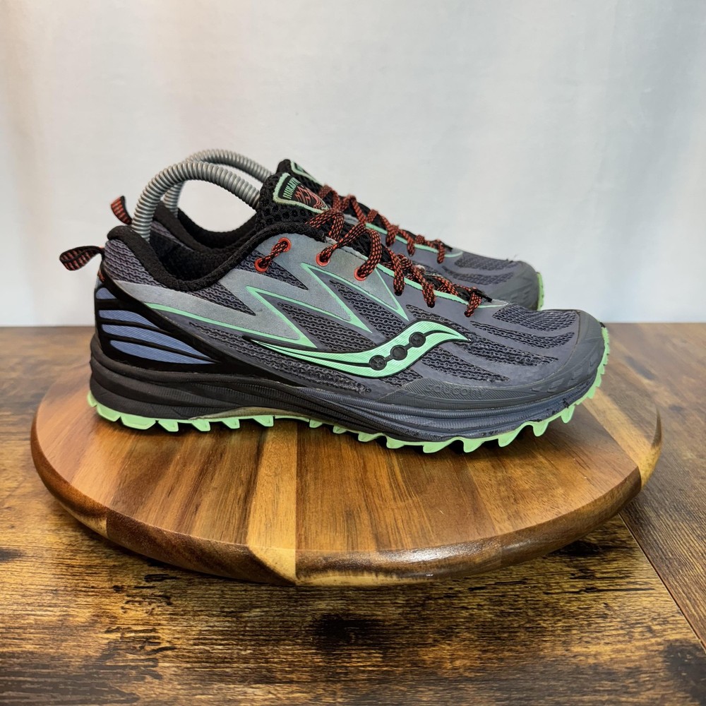 Saucony Peregrine 5 Shoes Womens Size 8 Gray Black Mint Trail Running Sneakers