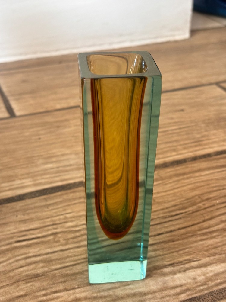 Vintage Murano Vase Sommerso Rectangle Vase