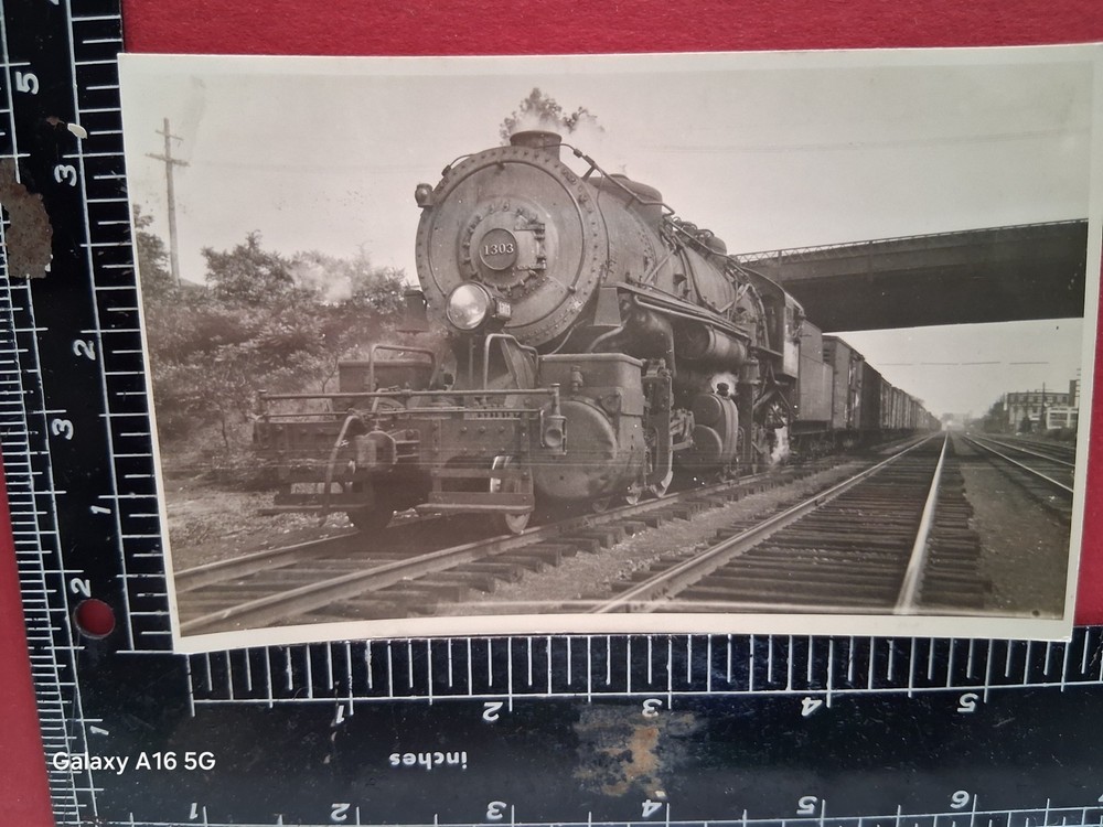 New York Central Railroad 2-6-6-2 Locomotive #1303 Rppc Photo W Freight Train