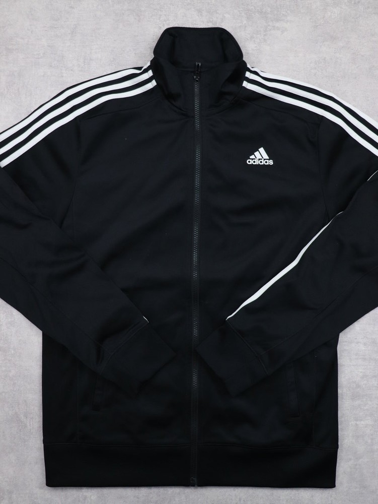 Adidas Sport Essentials Jacket Mens Medium Full Zip Gym Running, Black