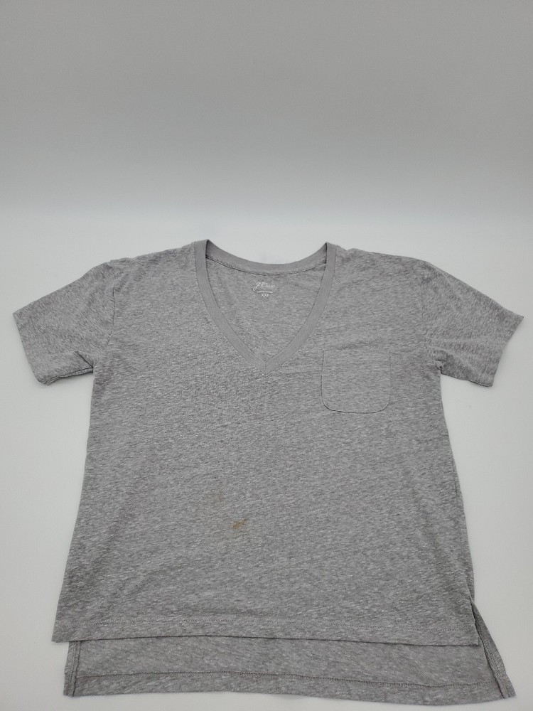 J Crew XXS Womens Gray Pocket Vneck Plain Solid Shirt..#42845