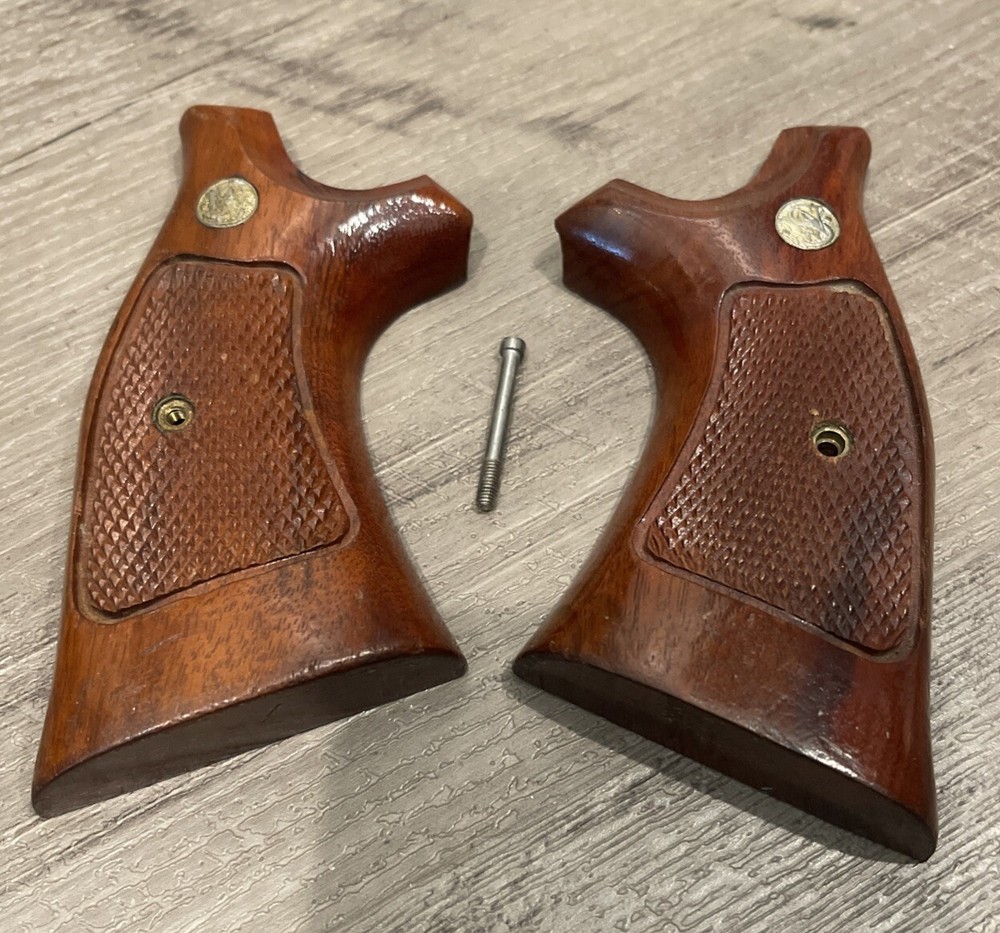 Vintage Wood Grips Smith & Wesson K L Frame Revolver Square Butt S&W NC