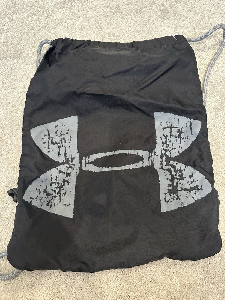 Under Armour Drawstring Backpack Sack Pack Sport Bag, Gray & Black