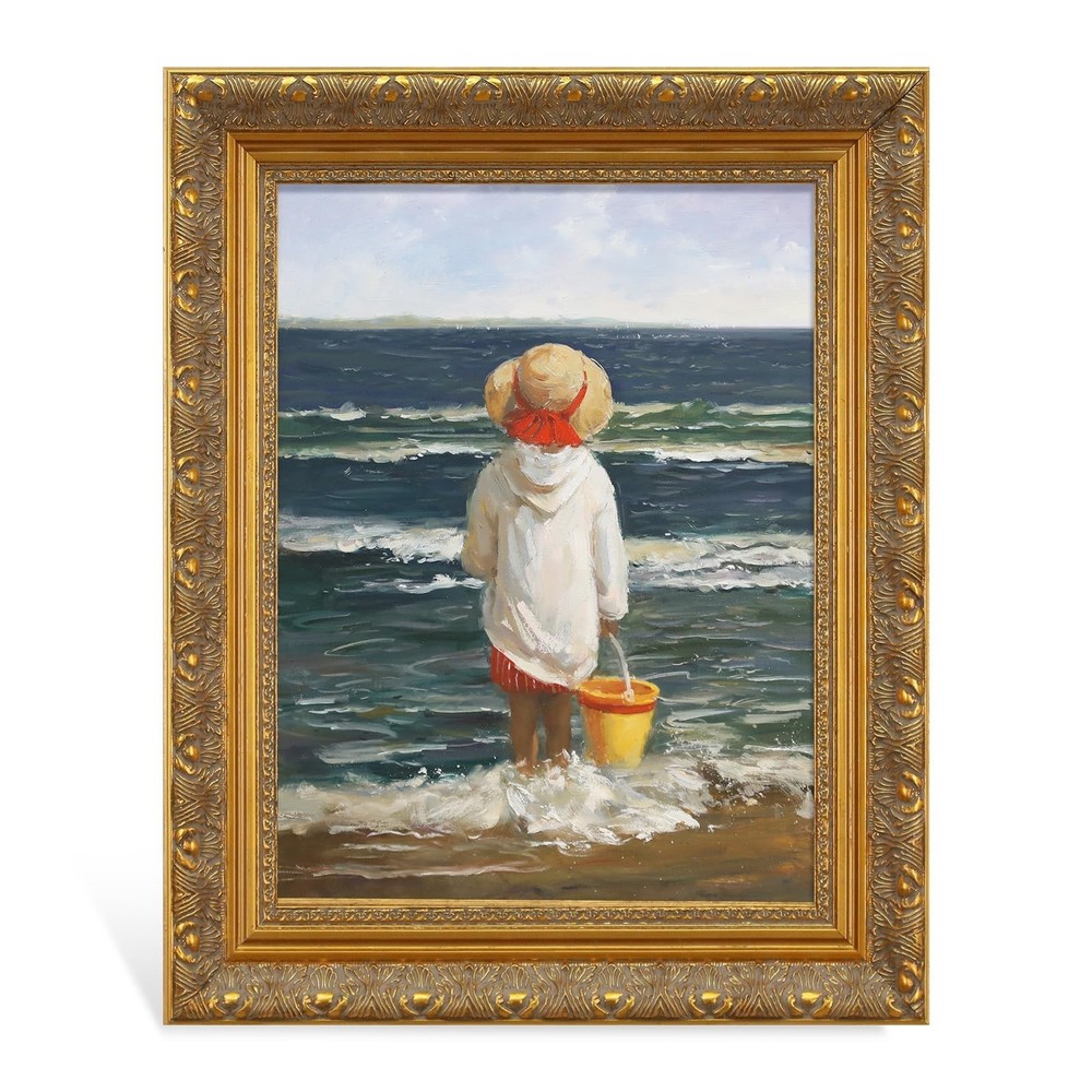 Solid Wood Frame for 8x10 Canvas Paintings, Finished Antique Gold Ornate Canv...