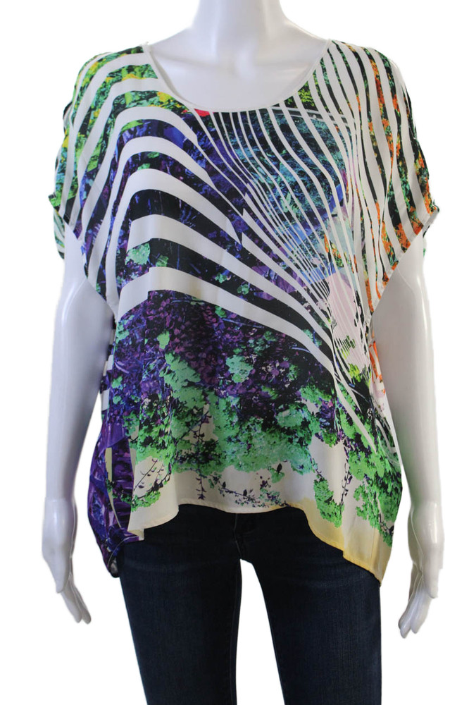 Clover Canyon Womens Abstract Print Blouse Multi Colored Size MediumFree Shipping in US $100+ Orders | $6.95 Orders Below