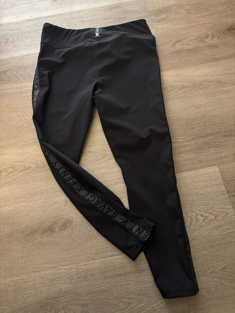 Savage X Fenty Leggings Ankle Black Plus 3X Logo Women Solid Machine Washable