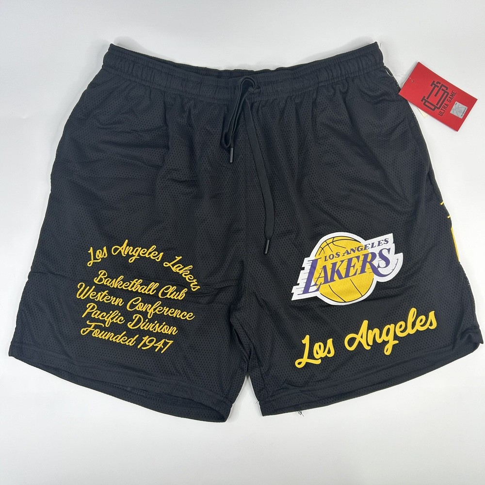 Los Angeles LA Lakers NBA Mesh Shorts Black Ultra Game Size M Lined Pockets NWT