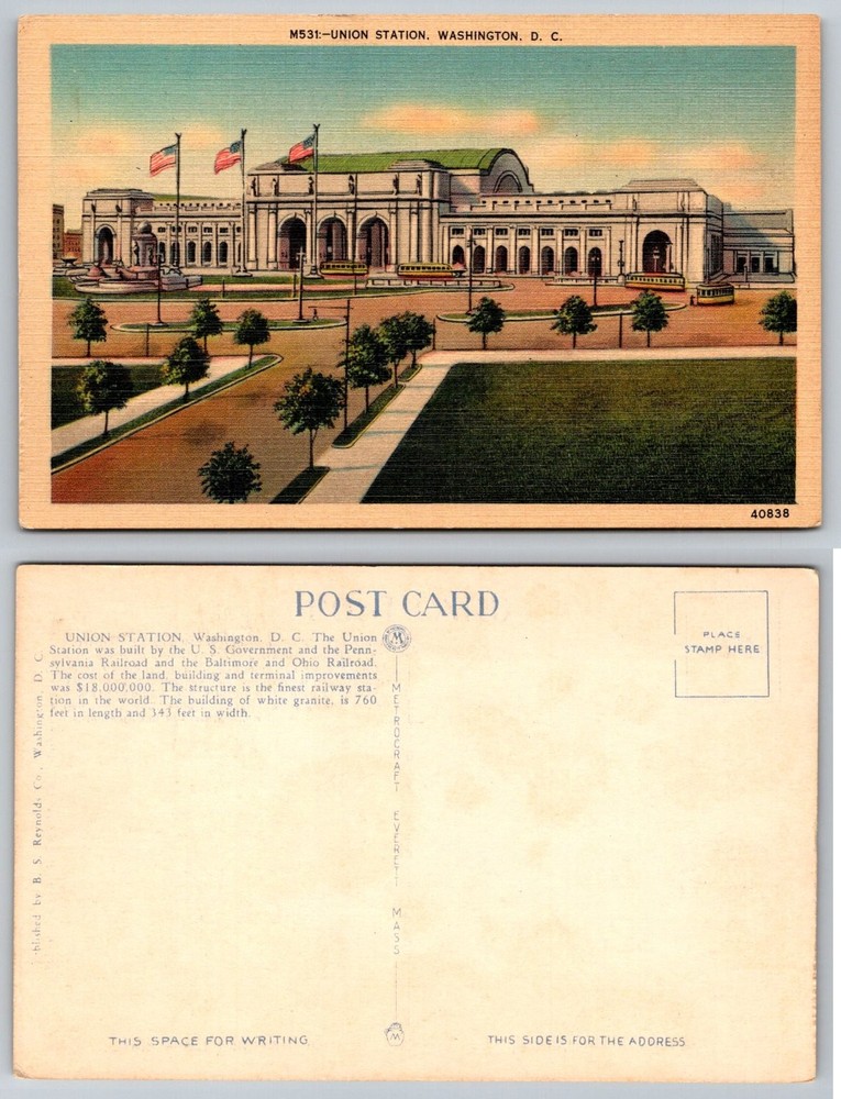 Union Station Washington D.C. Linen Postcard Metrocrafft Vintage