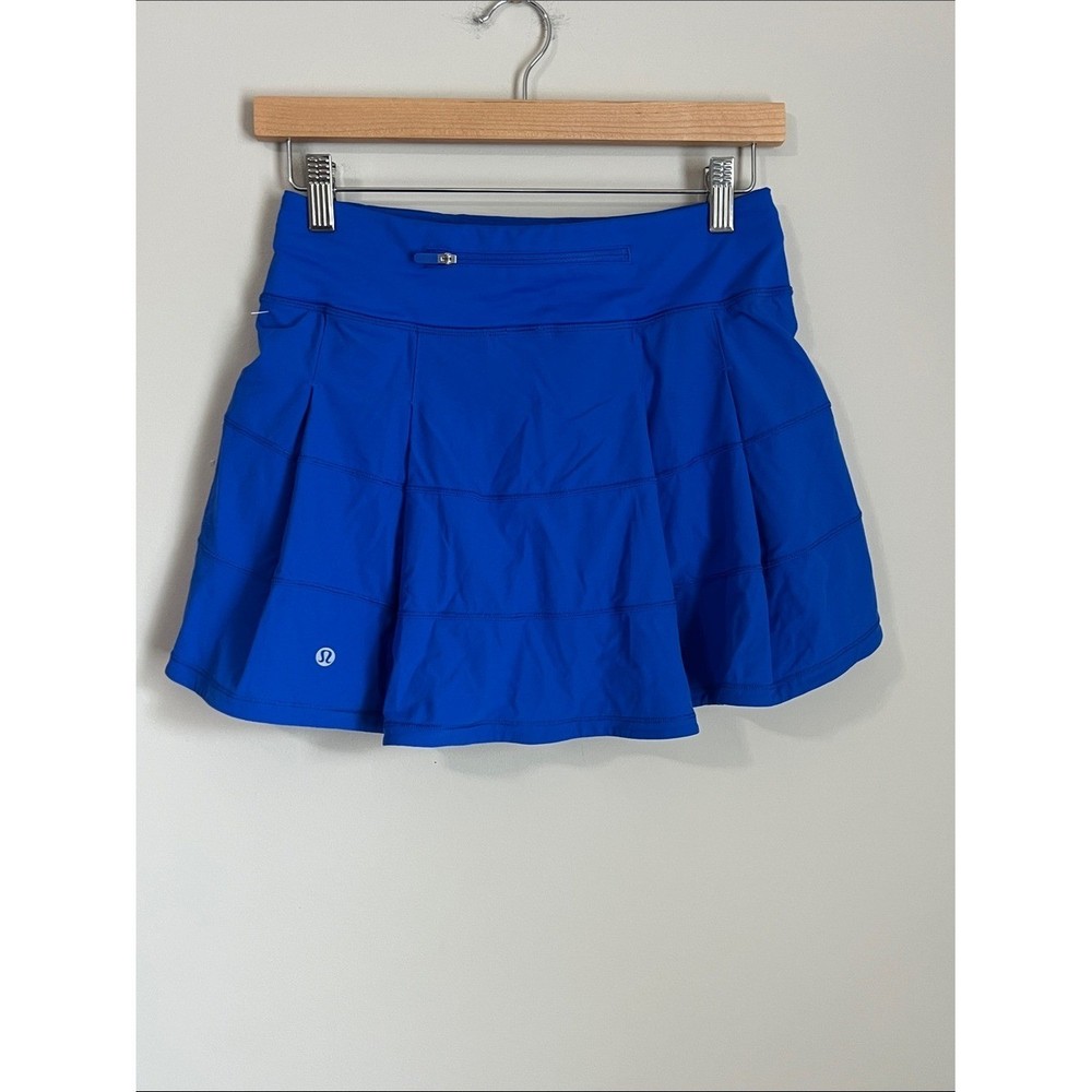 Lululemon Mid Rise Tennis Skort Skirt Royal Blue 4 Tall Pace Rival Pickleball