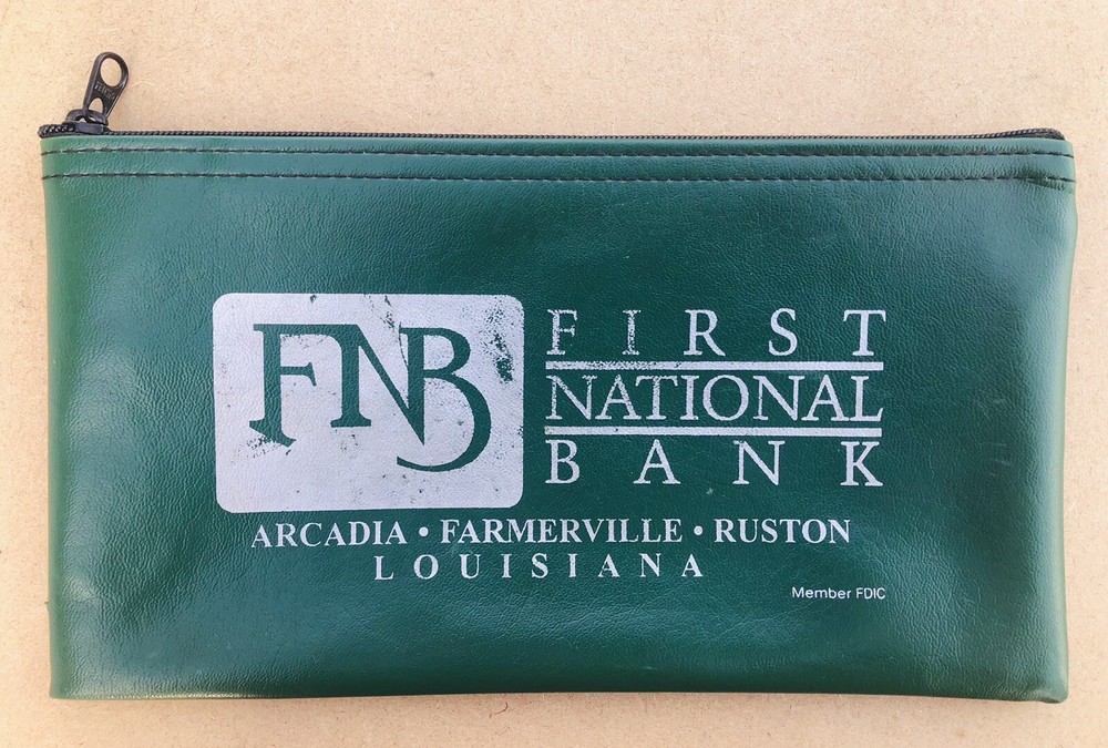Vintage First National Bank Louisiana Deposit Bag from Arcadia Farmerville Ruston-image