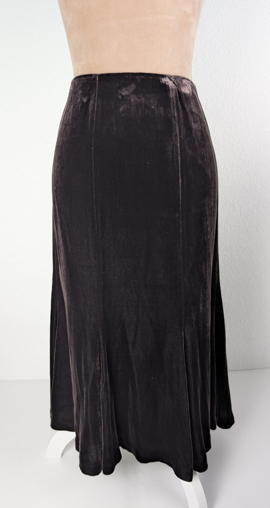 Vintage Jones New York Chocolate Brown Velvet Midi Skirt Flared Country Estate