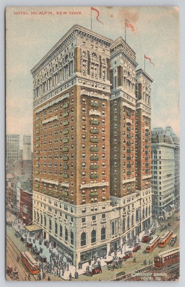 Hotel McAlpin New York City NY 1915 Postcard Street Scene Vintage