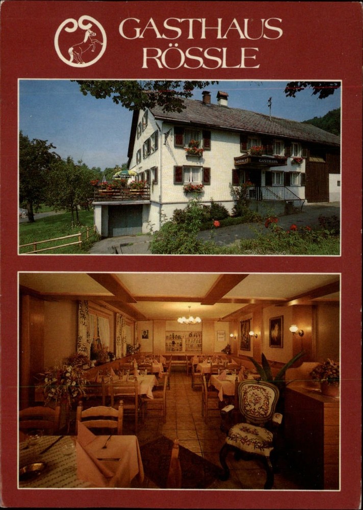 Austria Vorarlberg Gasthaus Rossle inn hotel dining room views ~ postcard sku433