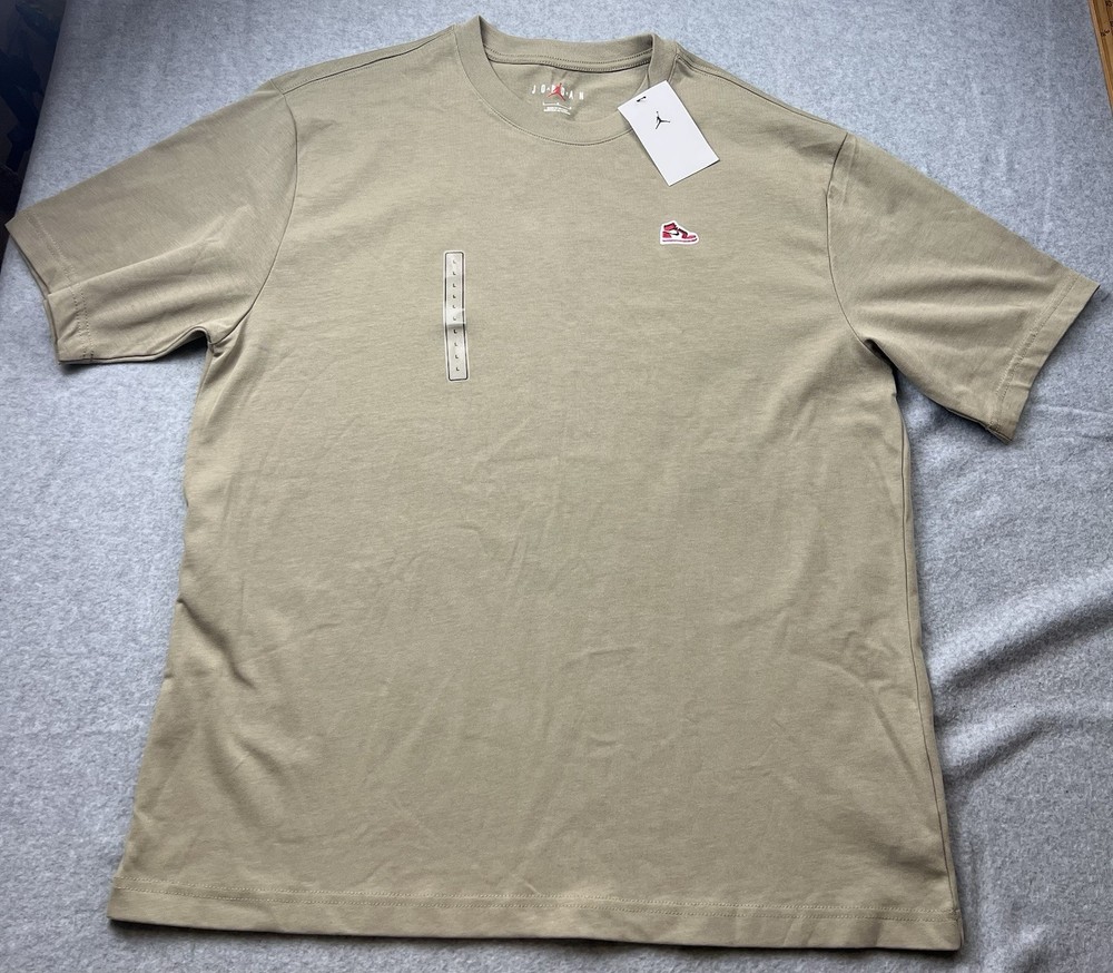 Nike Air Jordan Sneaker Patch T-Shirt HJ2326-238 Men's Sz Large Fossil RARE NWT