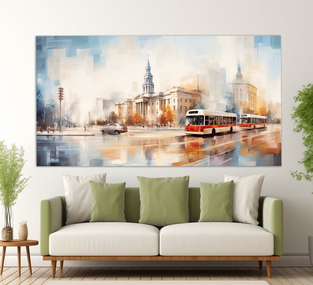 Minsk Oil Painting City Street Belarus Unframed Canvas Print Australian Wall Art