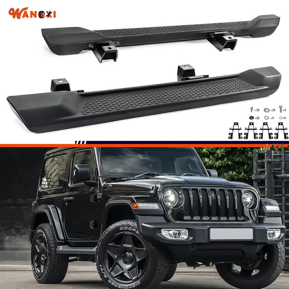 Running Boards fits 2018-2025 Jeep Wrangler JL 2 Door Black Side Step Nerf Bar