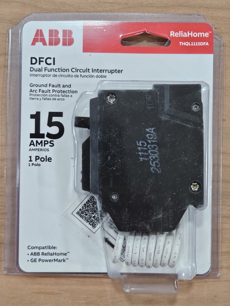 ⚡️THQL1115DFA ABB 15 Amp Breaker General Electric Dual Function Circuit Interrup
