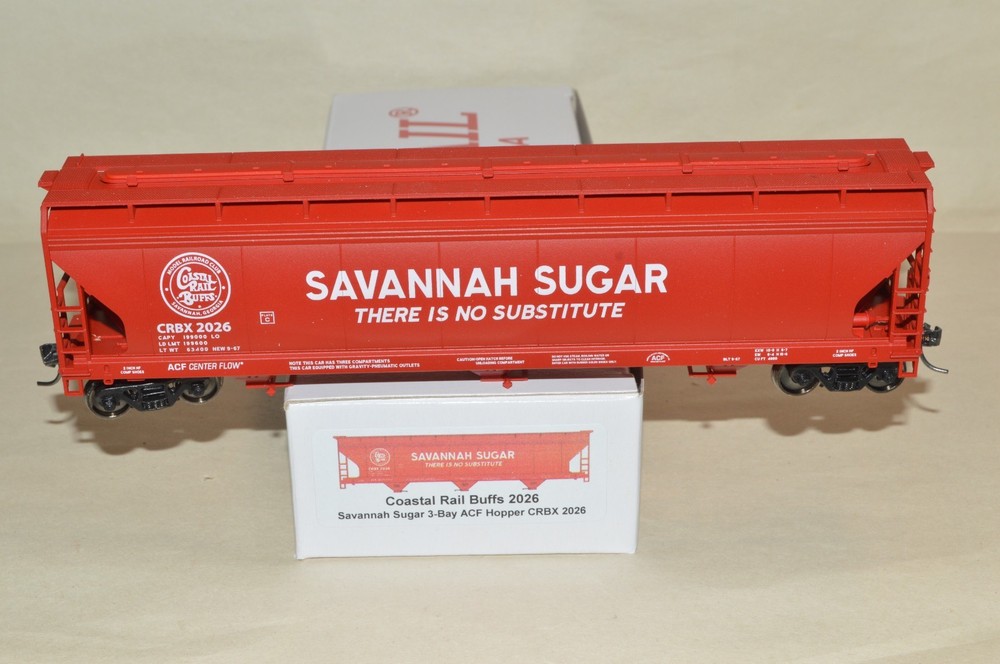 HO scale Accurail Savannah Sugar Georgia ACF 3 bay covered hopper car train MWKD