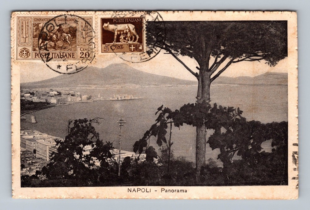 Italy- Naples Panorama Harbor View Souvenir Postal Card Old PC Vintage Postcard