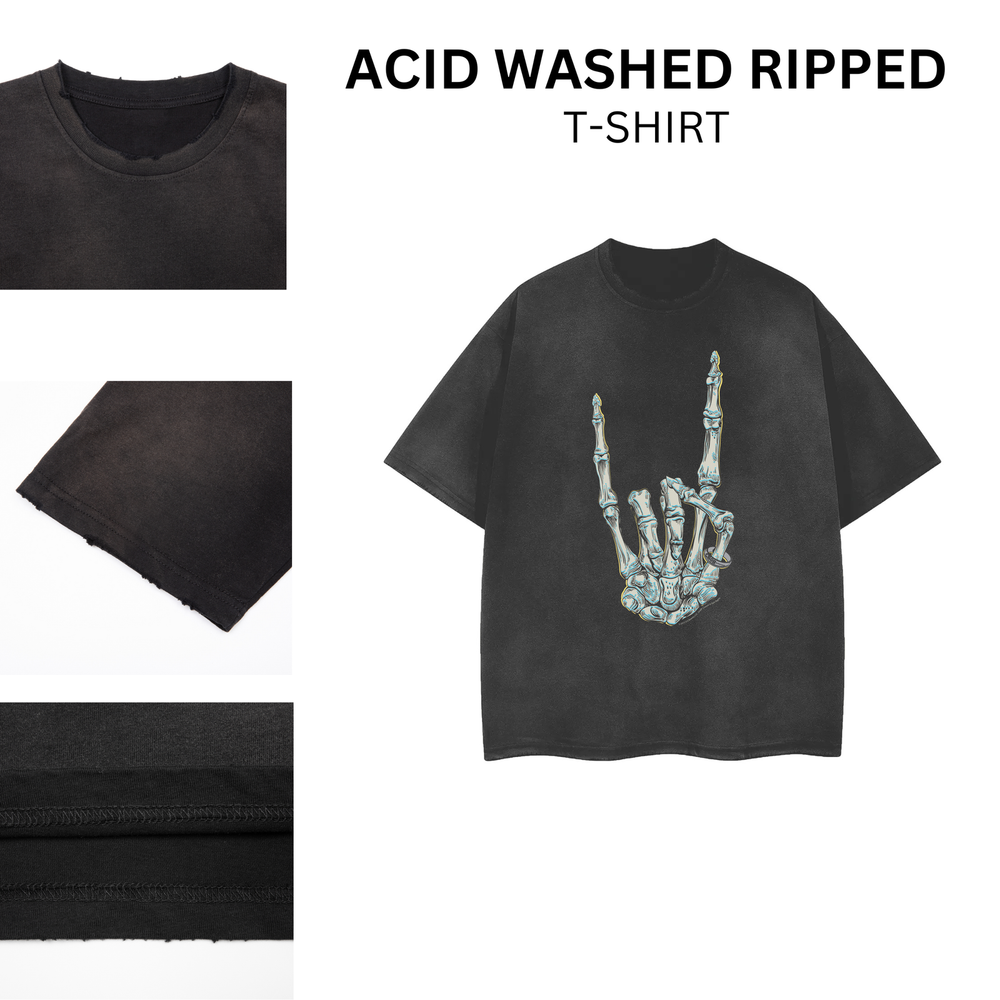 Acid Washed Ripped Distressed Vintage Rock Band T-Shirt Unisex 103559