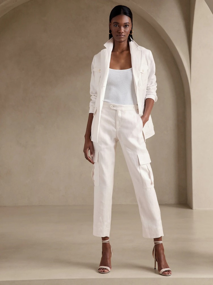 Banana Republic 16 Heritage Expedition Linen Pants in Ivory #629260