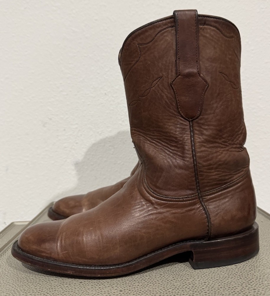 Black Jack Ropers Brown Leather Cowboy Boots Size 10.5 D USA Made