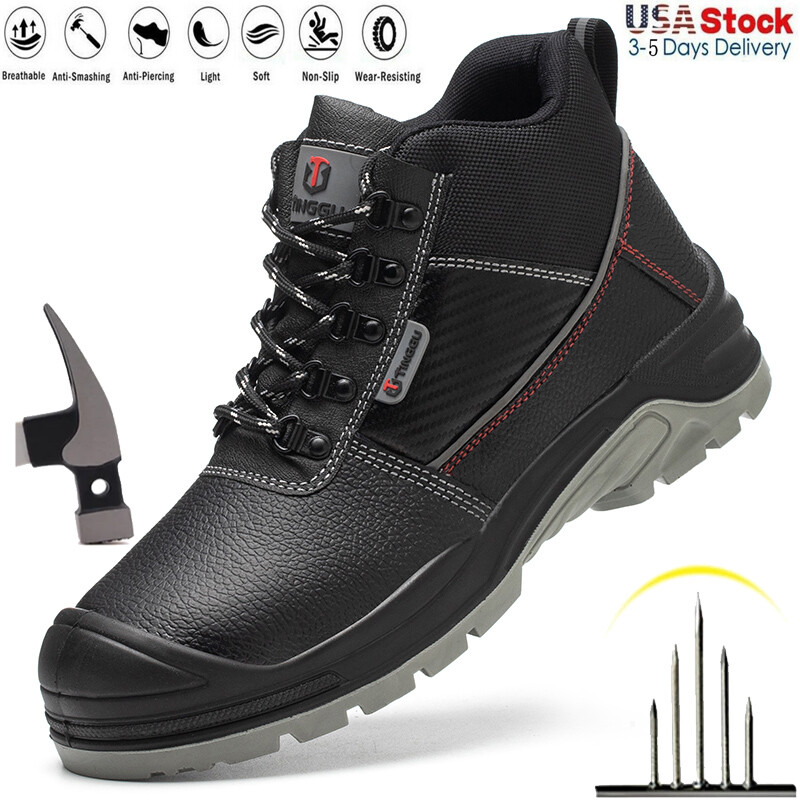 Men's Extra Wide Steel Toe Work Boots Anti-Slip Safety Sneakers