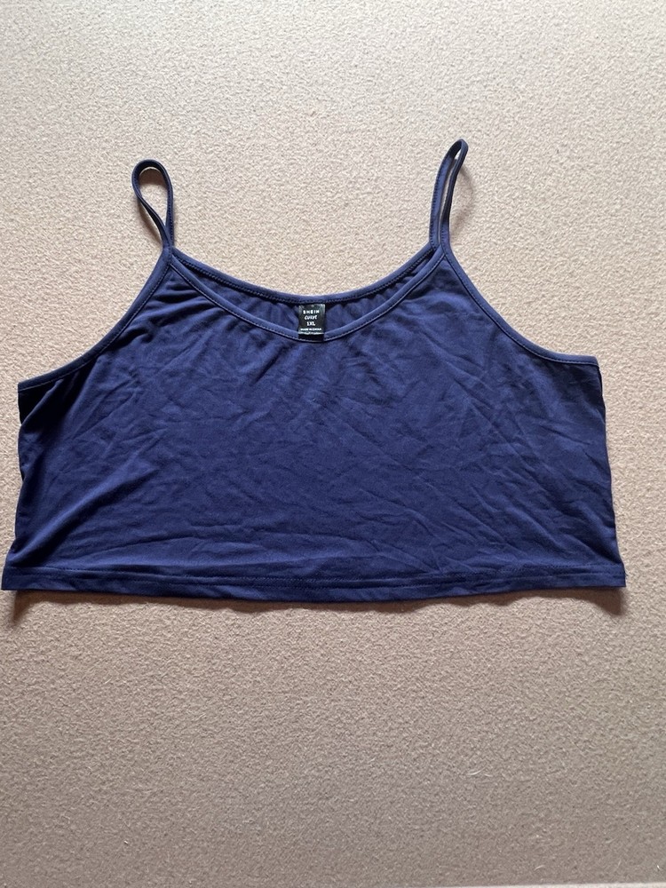 SHEIN Curve Navy Blue Cropped Cami Tank Top Size 1XL