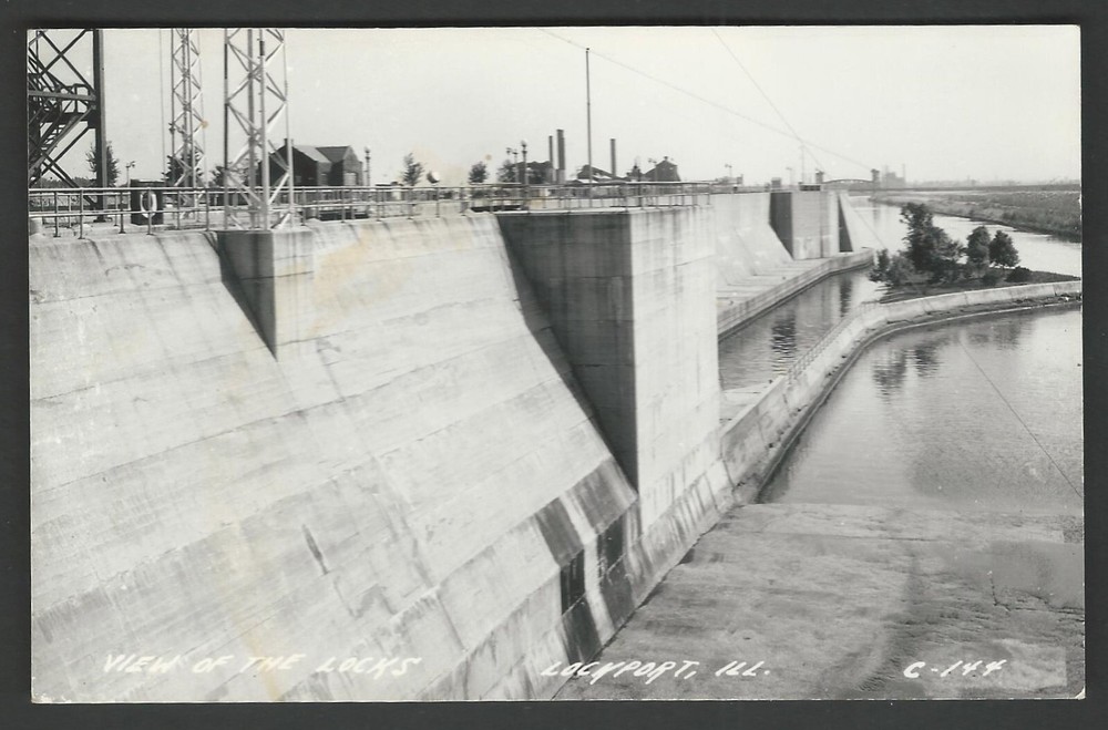 LOCKPORT ILLINOIS View of the Locks RPPC L.L. Cook Real Photo Postcard