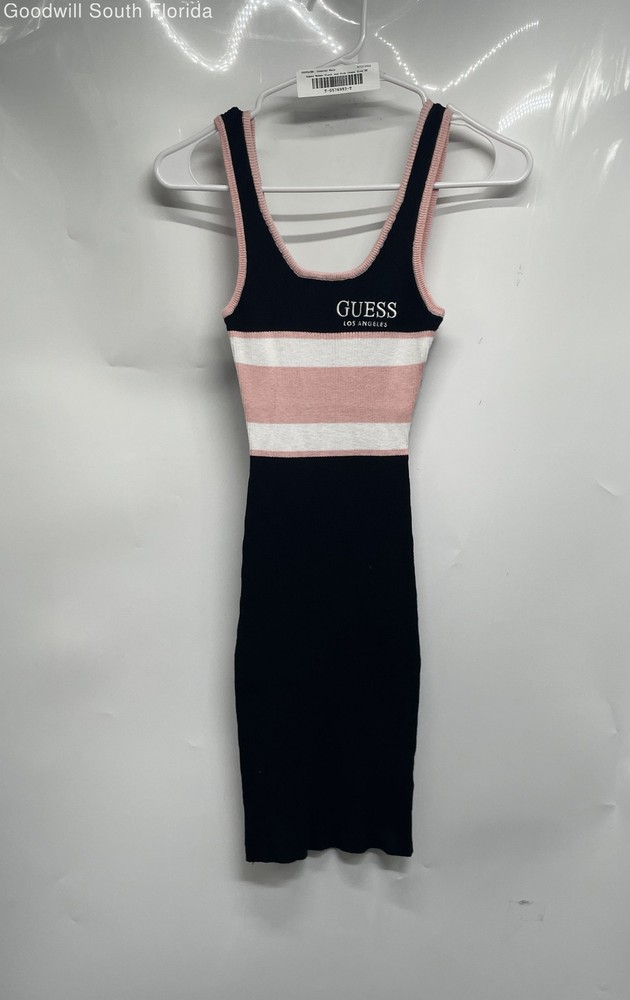 Guess Womens Black And Pink Collarless Sleeveless Wide Strap Tank Dress Size XS
