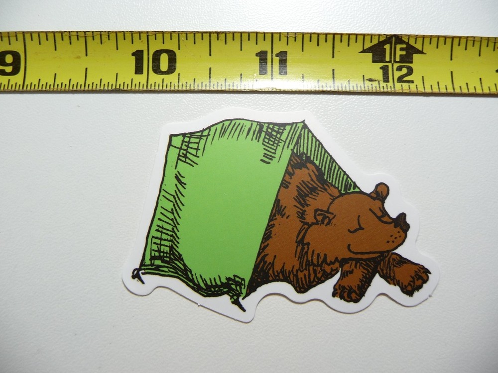 Happy Bear Sleeping in Tent Decal Sticker for Outdoor Camping Travel
