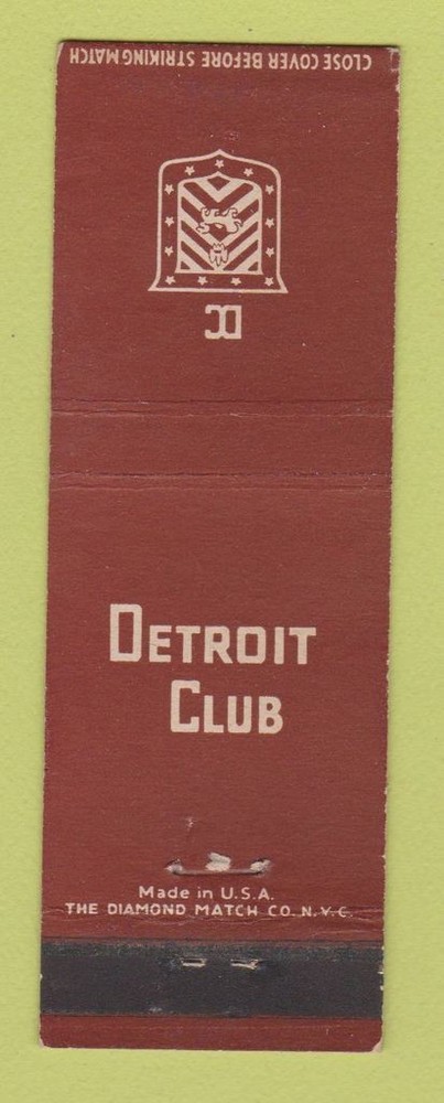 Matchbook Cover - Detroit Club MI