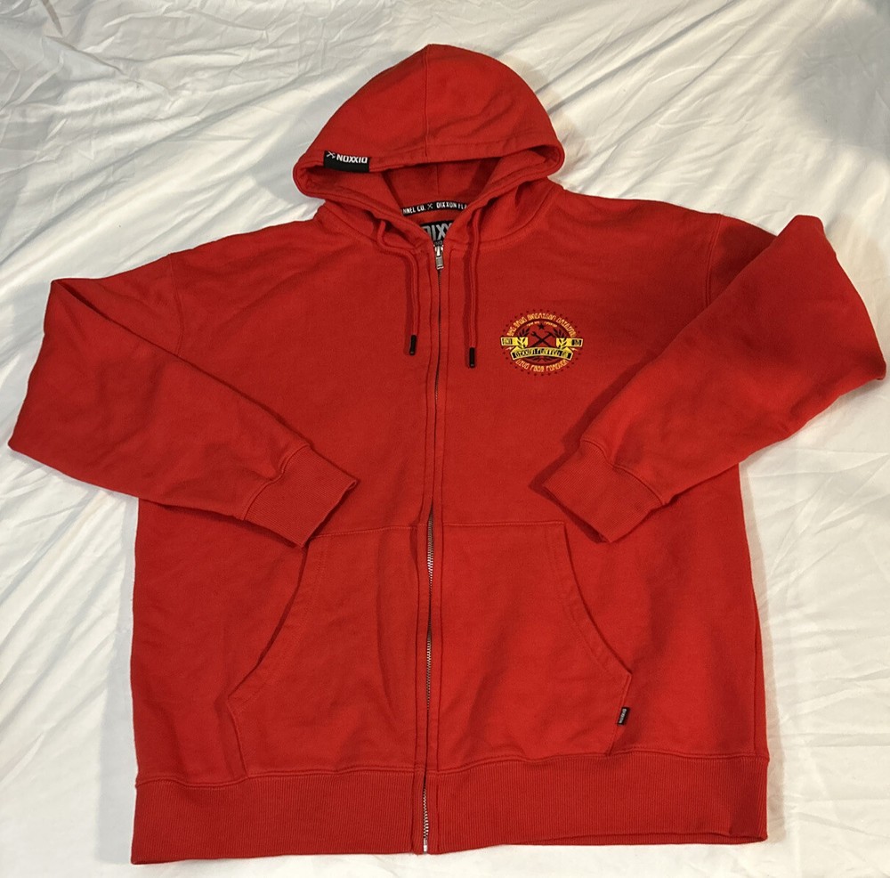 Dixxon Flannel Co Mens L Large Mens Working Class Red  Zip Up Hoodie Live Fast