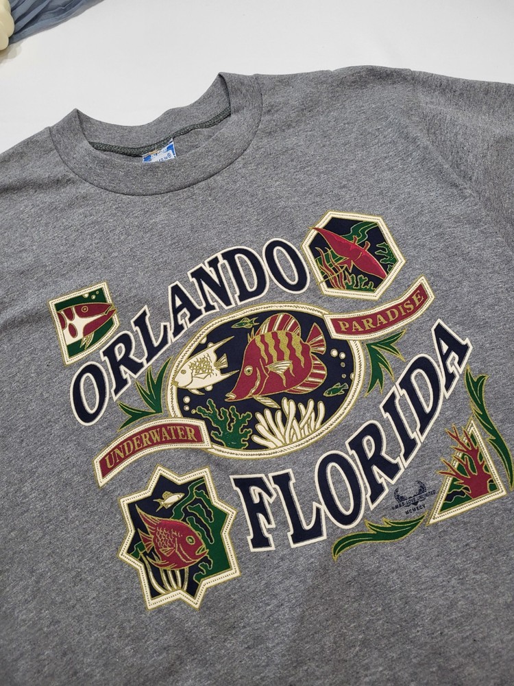Vintage Orlando Florida Shirt Mens Medium Hanes Sting Rey Graphic Made USA 90s