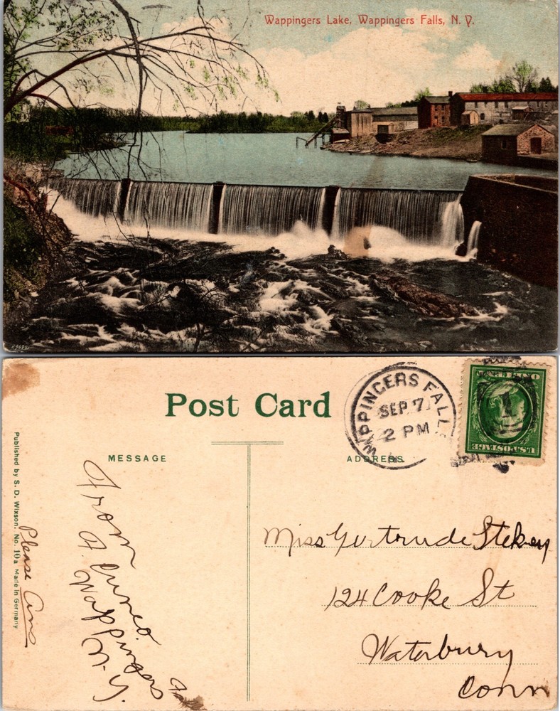 Wappingers Lake and Dam Wappingers Falls New York Postcard