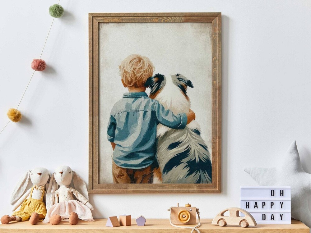 Australian Shepherd Nursery Print Boy Dog Art Print Aussie Print Dog Nursery