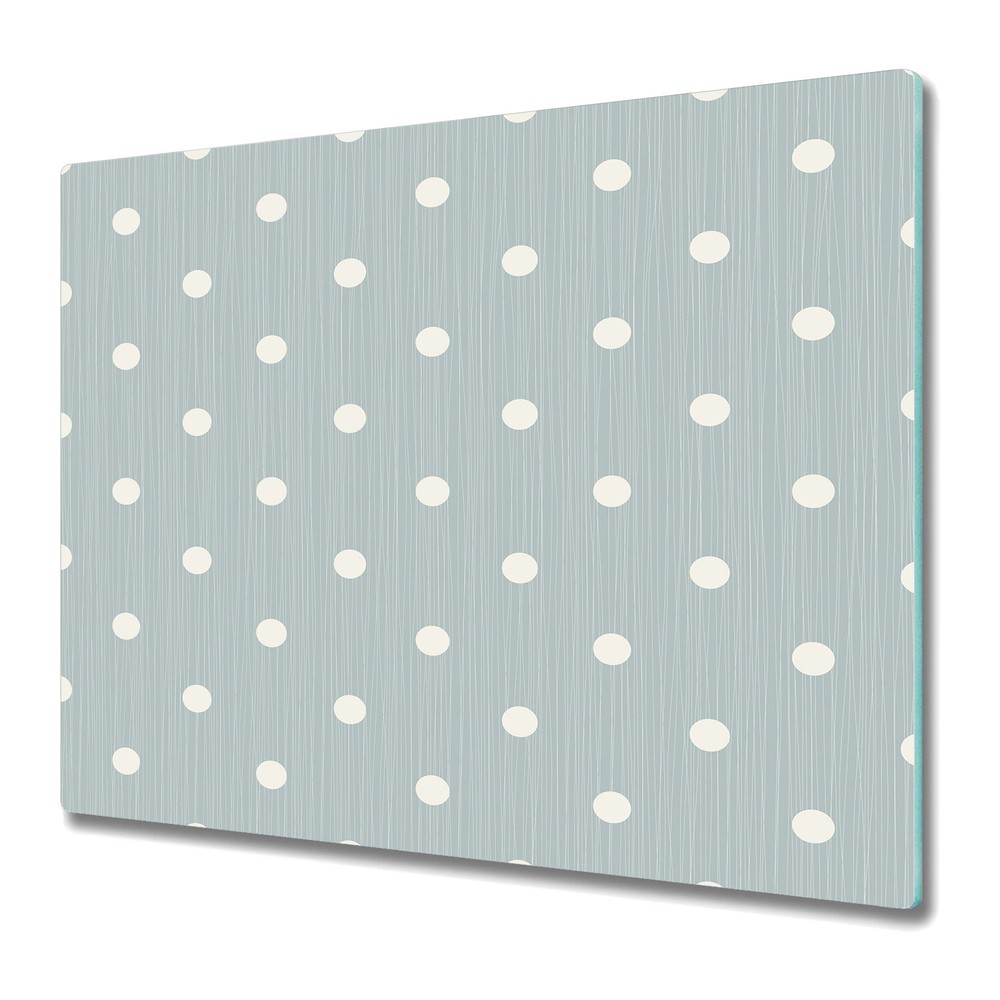 Glass Chopping Board Utensil Board Polka dots grey and white large 60x52