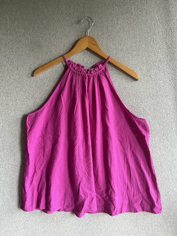 Knox Rose Top Women XL Pink Halter Neck Flutter Sleeveless Boho Beach Resort NWT