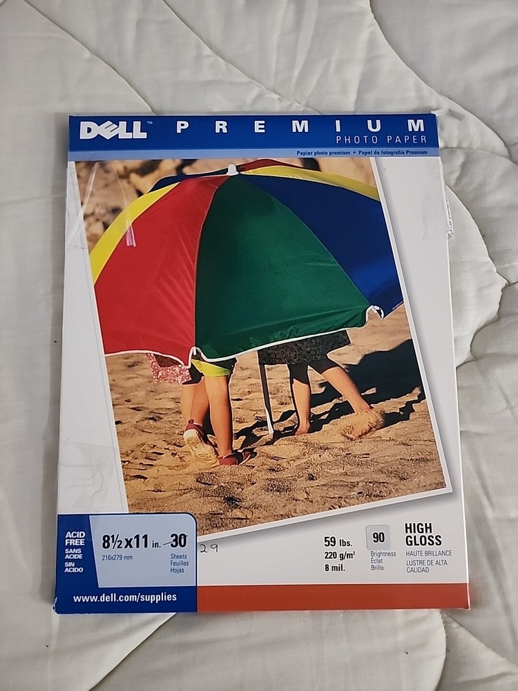 Dell High Gloss Premium Photo Paper 29 Sheets 8.5x11 Acid-Free 94 Bright 8 mil-image