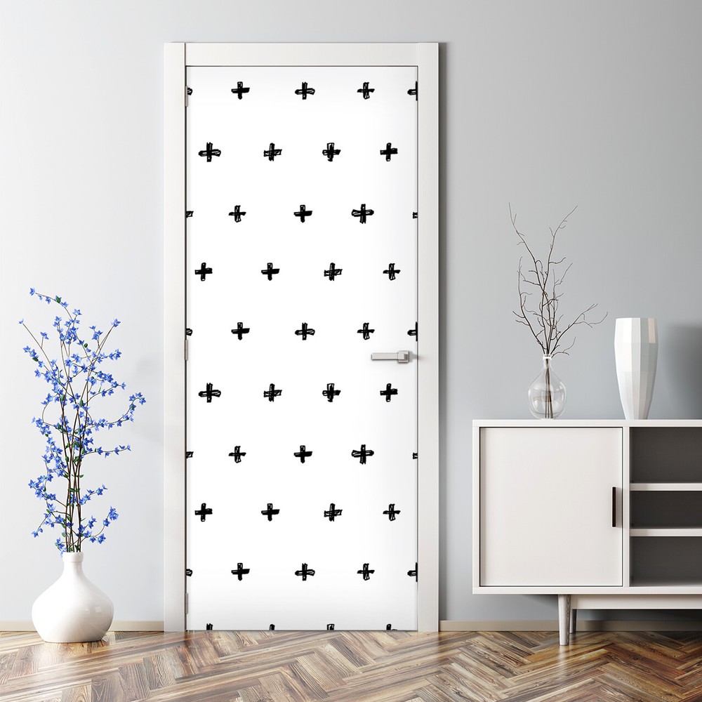 Cross Decal Self Adhesive Pattern Bubble Free Door sticker Geometric Wall Decor