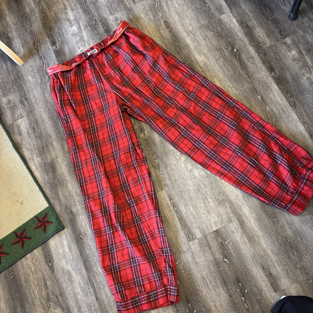 Victorias Secret Pink Red Plaid Pajama Pants Christmas Holidays