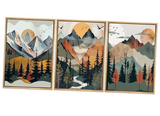 3Pcs Mountain Nursery Wall Art Abstract Sunset Forest 12x16 Unframed mountain-image