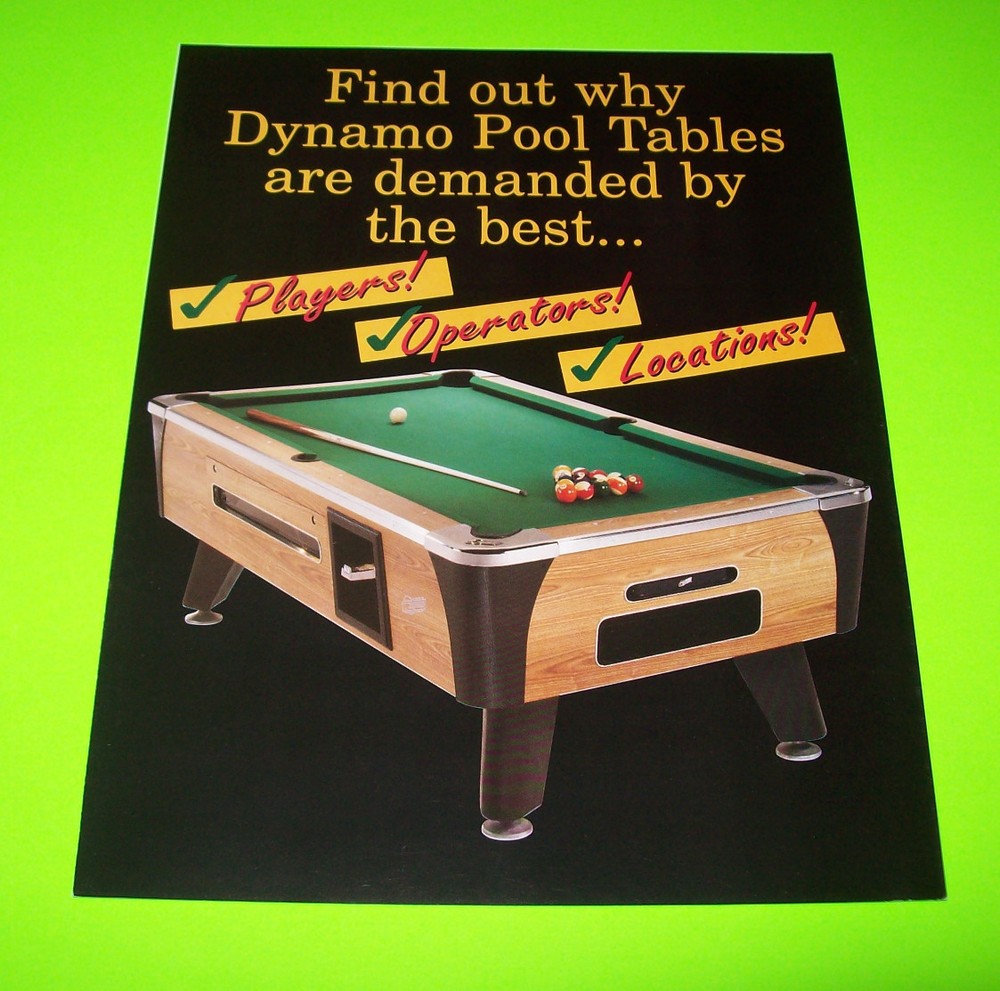 Retro Vintage Original Dynamo Pool Table Foldout Brochure Billiard Artwork