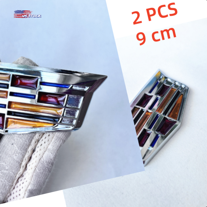 2Pcs Silver 9mm Fender Marker Side Body Badge Car Sport V For CT5 XT5 Escalade