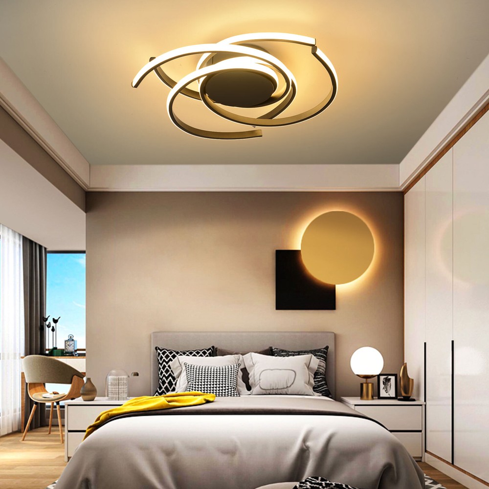 Modern Ceiling Light Flush Mount Dimmable LED Chandelier Lamp Fixture+Remote